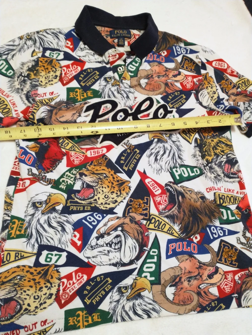 Polo Ralph Lauren Banner Logo College Pennant Polo Shirt Youth Boys Large 14-16